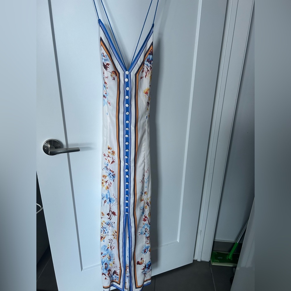 Commense Floral Dress with Blue and Orange details
